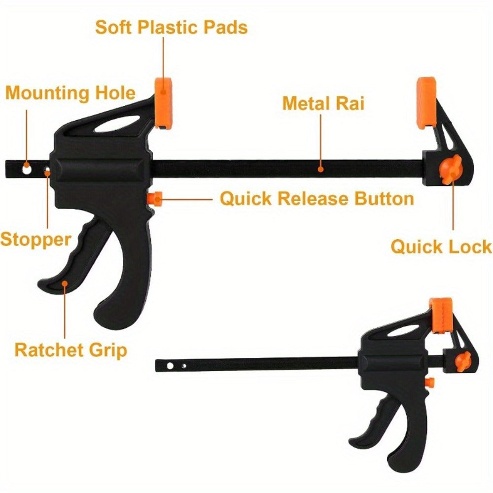F Clamp Woodworking Quick Clamp Set Ratcheting Bar Clamp with Trigger Handle for Wood Glue DIY Projects