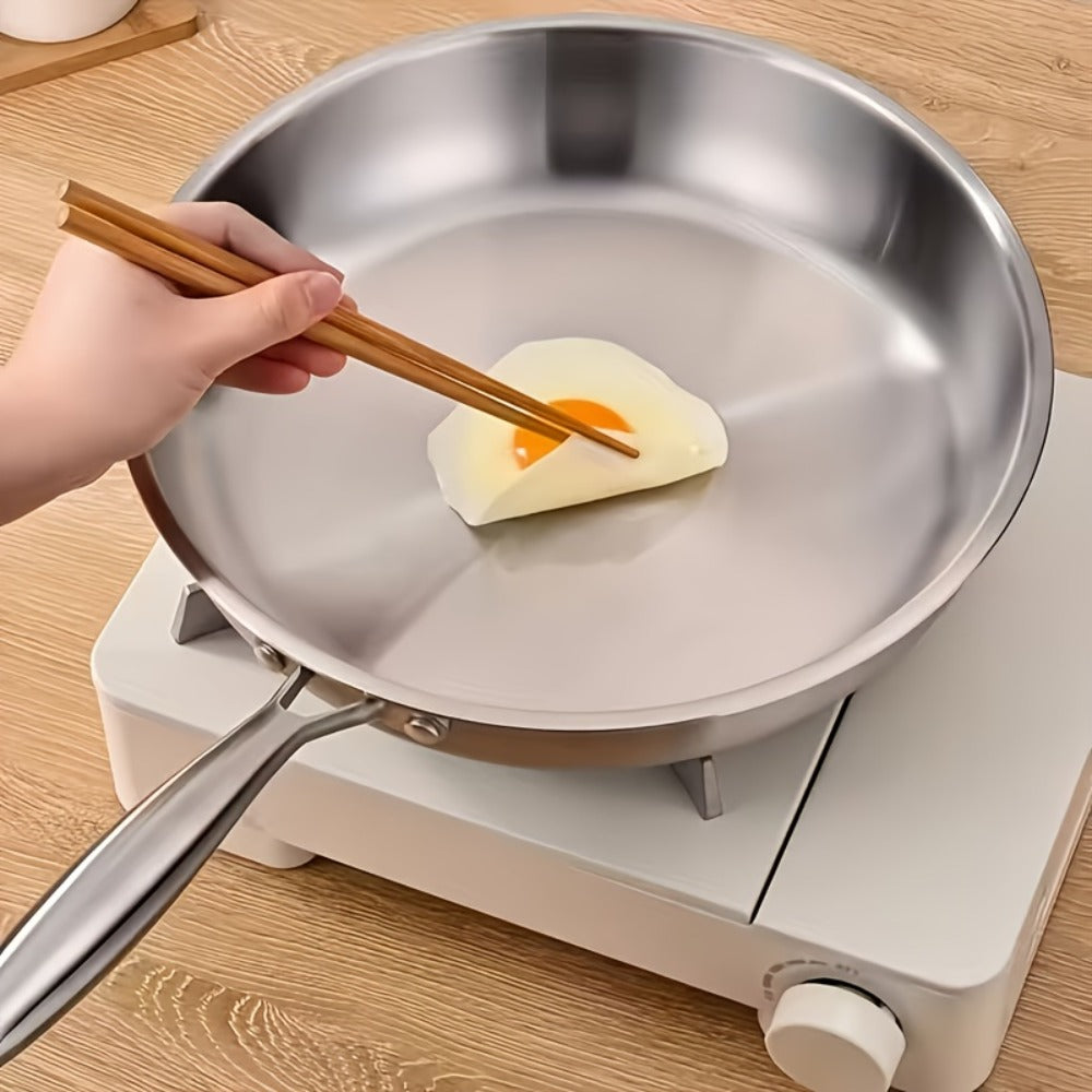 304 Stainless Steel Frying Pan 11 Inch Triply Base ¨C Ergonomic Handle Even Heat Distribution Dishwasher Safe | Induction Compatible Professional Restaurant Grade Skillet 26cm Kitchen Cookware