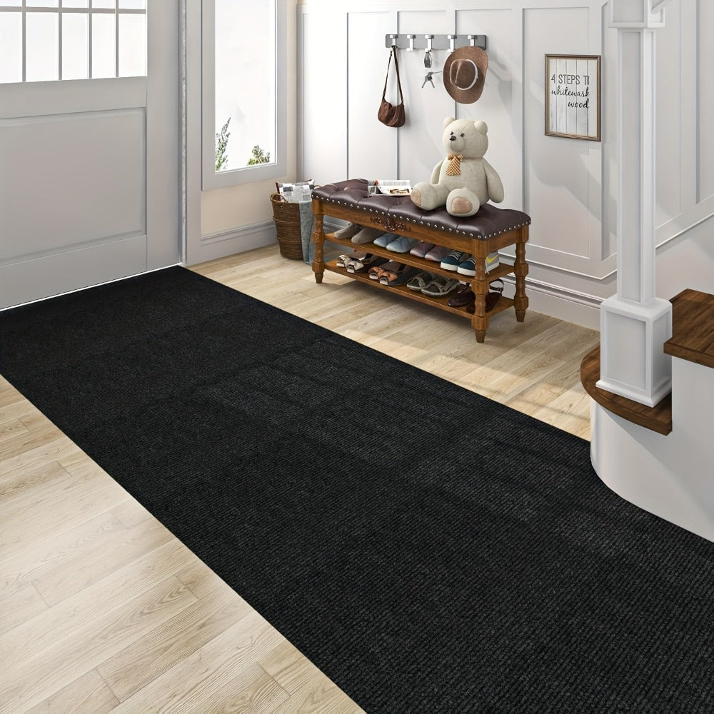 Non-Slip Runner Rug Self-Adhesive Carpet Strip Mat | Machine Washable Hallway Kitchen Stair Mat with Rubber Backing | Cat Scratch Protector Floor Covering