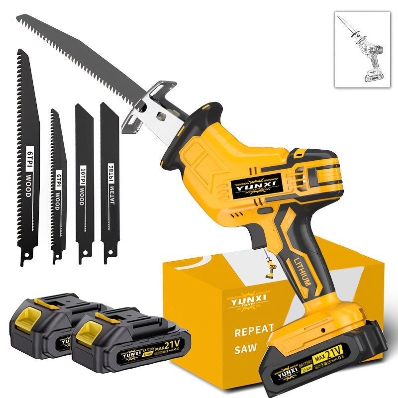 Cordless Reciprocating Saw - Electric Reciprocating Saw with Safety Lock, Large Capacity Battery & Charger, Variable Speed for Wood, Metal & Demolition Cutting, DIY Home Renovation Power Tool