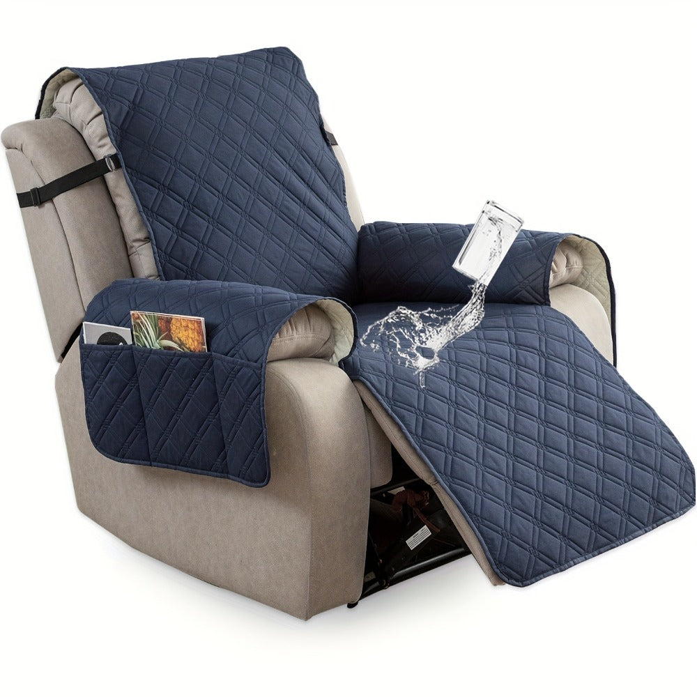 Recliner Chair Cover Waterproof Dual-Layer with Side Pockets Non-Slip Scratch Resistant Machine Washable Pet Protection 11 Colors