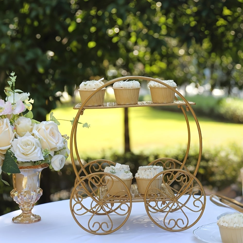 Cake Stand Pedestals Set of 3 | Golden Metal Geometric Stackable Dessert Display with Square Plastic Top | Multi-Tier Cupcake Tower for Wedding, Birthday, Holiday Party, Seasonal Table Decor