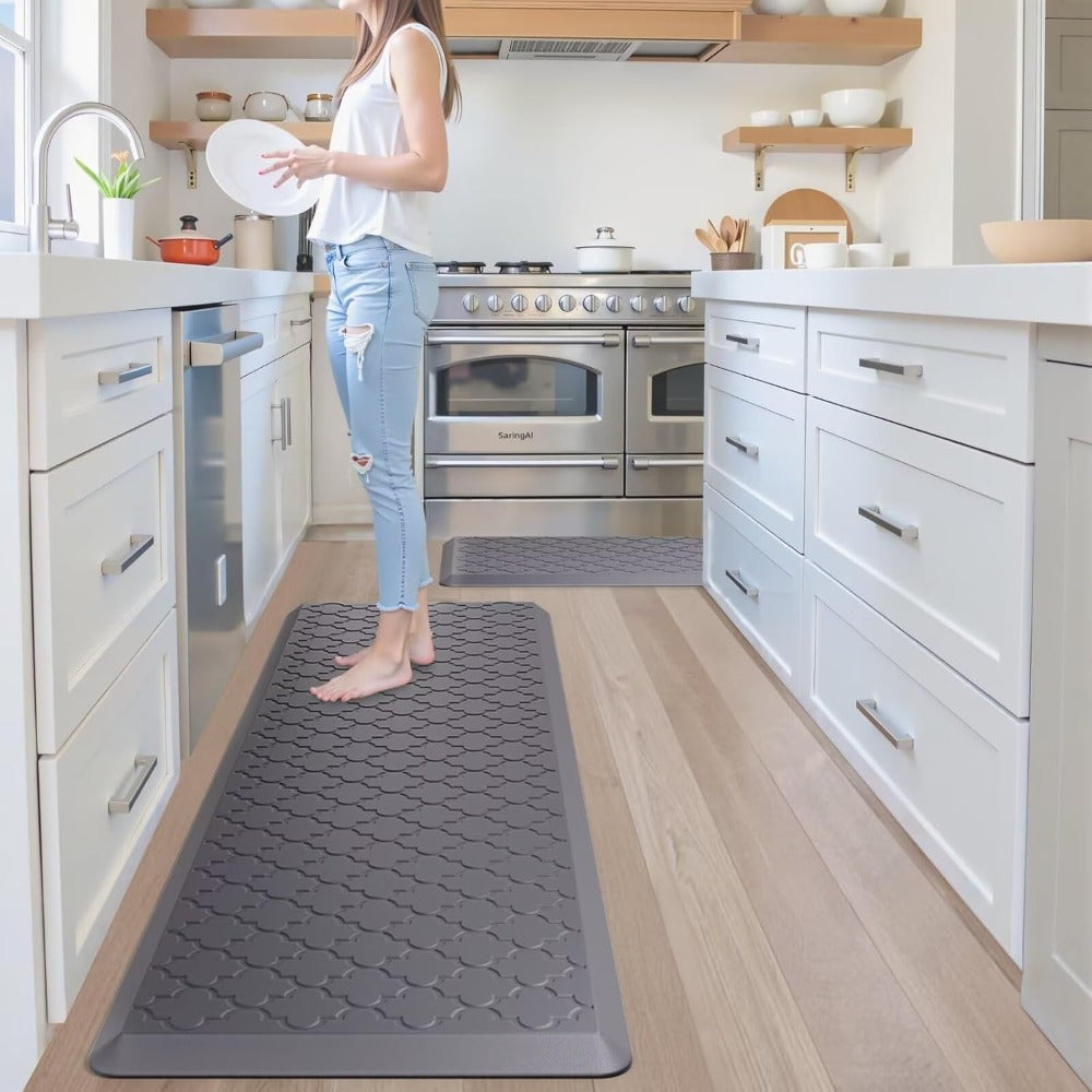 Anti Fatigue Kitchen Mat Set 2 Piece Cushioned Non-Slip Standing Mat for Kitchen Sink Office Laundry Floor Comfort