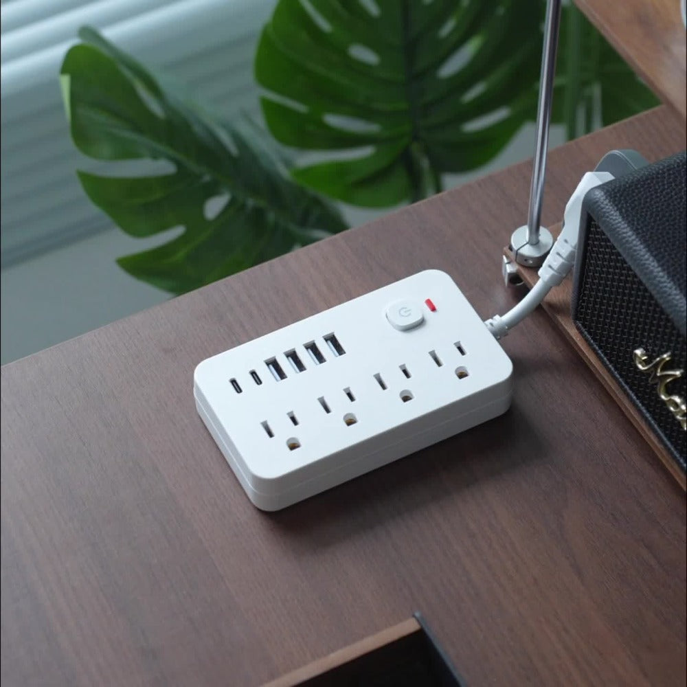 Outlet Extender Power Strip Wall Mountable 14-in-1 10-in-1 with 8 AC Outlets 6 USB Ports 2 USB-C One-Touch Control Switch Overload Protection Short Cord Design for Home Office School Den White Black