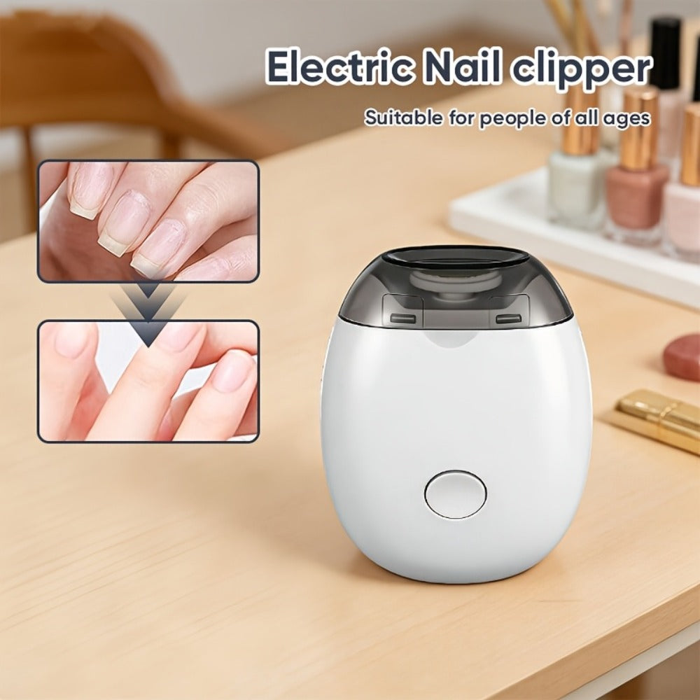 Electric Nail Trimmer with LED Light & 3 Speeds ¨C Automatic Nail Clipper for Seniors, Adults & Thick Toenails, Low Noise, Portable with Nail Scraps Storage, 2pc Set