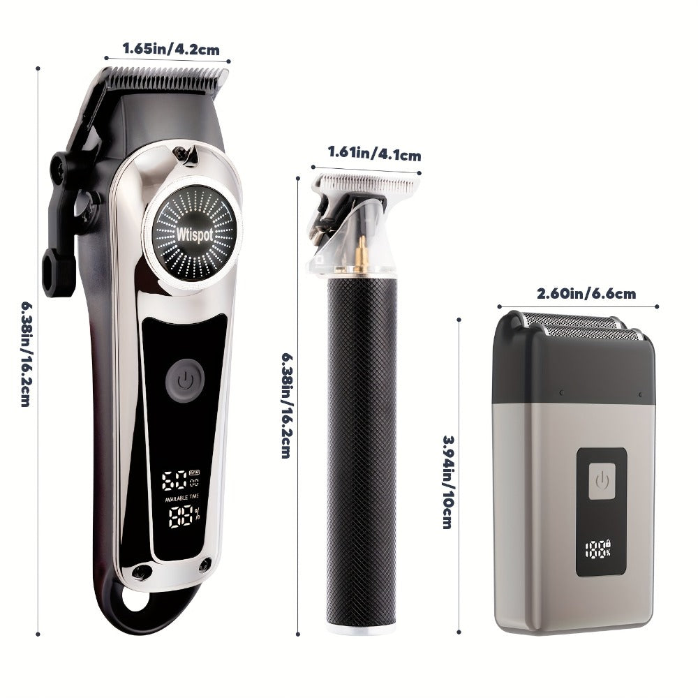 Barber Haircutting Kit Men's Shaving Set USB Rechargeable Gift Box - 1 & 3 Piece Options, Hair Clipper for Home & Salon, Perfect Gift for Boyfriend, Husband, Father's Day, Birthday & Holiday