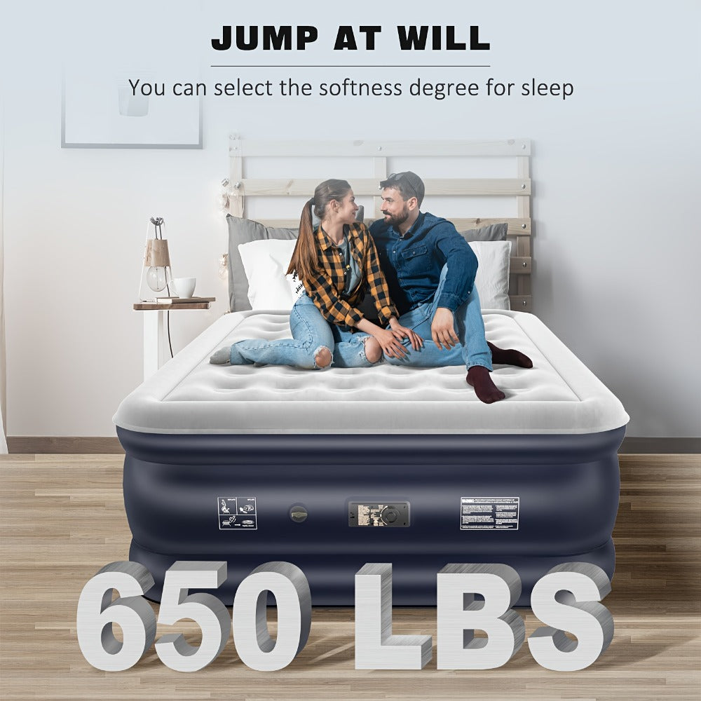 Air Mattress with Built-In Pump ¨C 18'' Self-Inflating Portable Air Bed for Home, Camping & Travel, Twin Full Queen, Includes Carry Bag
