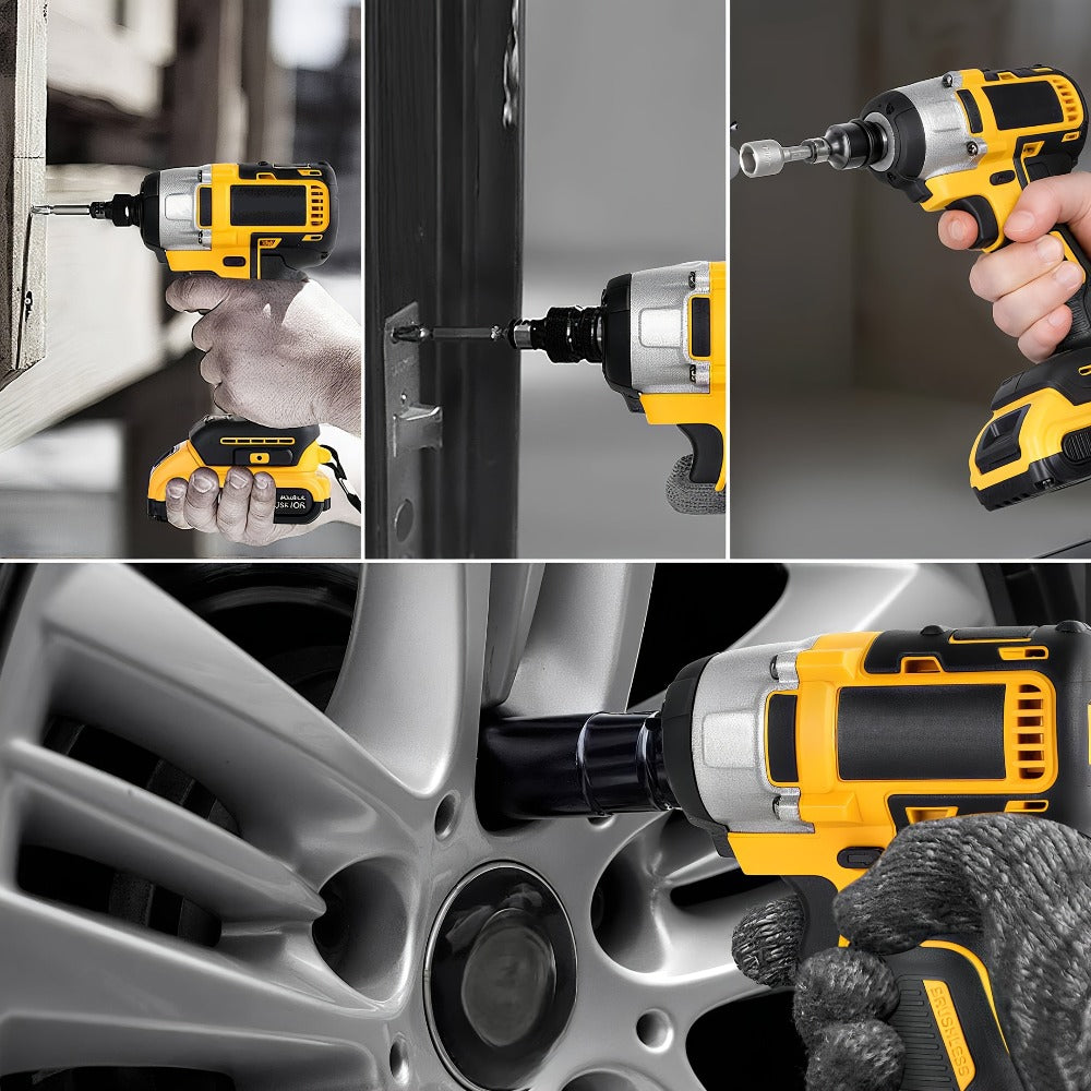 Cordless Impact Wrench 1/2 Inch Brushless ¨C 450N.m 259Ft-lbs High Torque Impact Gun, 3300RPM Variable Speed, 12 Sockets, Fast Charger & Dual Battery Options for Auto Repair & Home Use