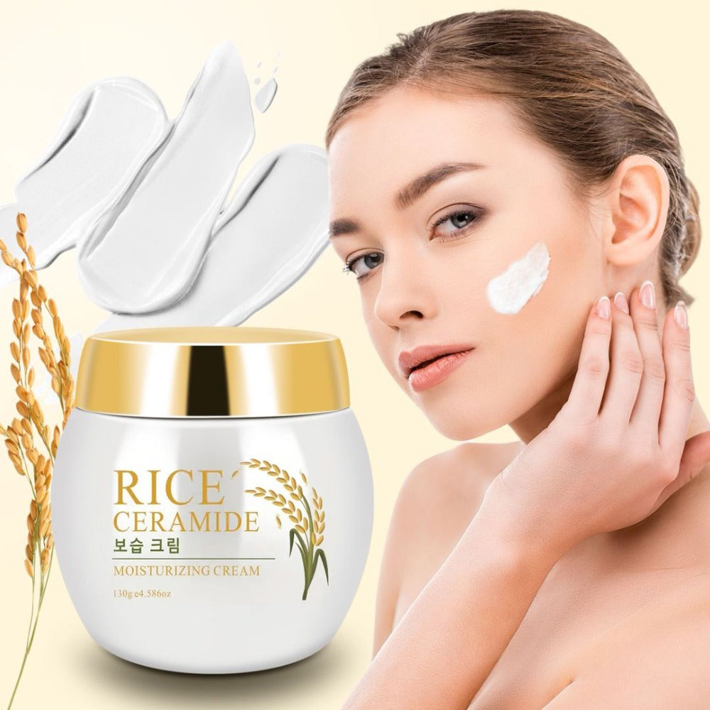 Rice Ceramide Moisturizing Face Cream 4.586oz - Deep Hydration with Rice Extract, Hyaluronic Acid & Ceramide | 24-Hour Nourishment | Day & Night | Dry & Sensitive Skin