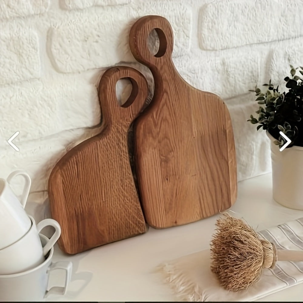Acacia Wood Cutting Board Set 2-Piece Extra Thick Wooden Chopping Board with Non-Slip Handle for Meat Bread Cheese Reversible Kitchen Board Gift Set