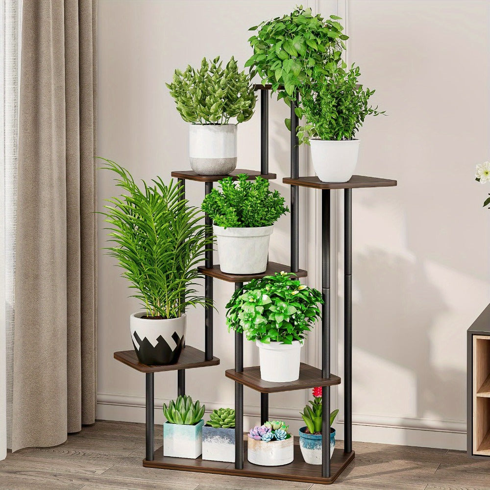 Plant Stand Indoor Multi Tier Corner Metal Flower Stand Tall Plant Shelf for Living Room Bedroom Patio Garden Balcony 5 Tier 7 Tier 9 Tier Black White Black Oak Utility Rack