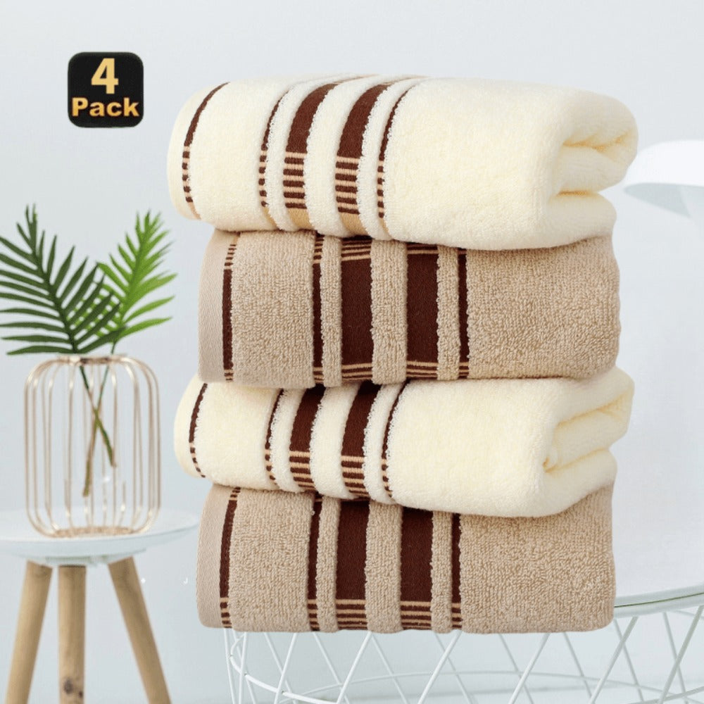 Cotton Face Towels 4-Pack Set, Super Absorbent Soft Pure Cotton Washcloths for Hotel Spa Salon Home Use, Skin-Friendly Cleansing & Dry Hair Towels