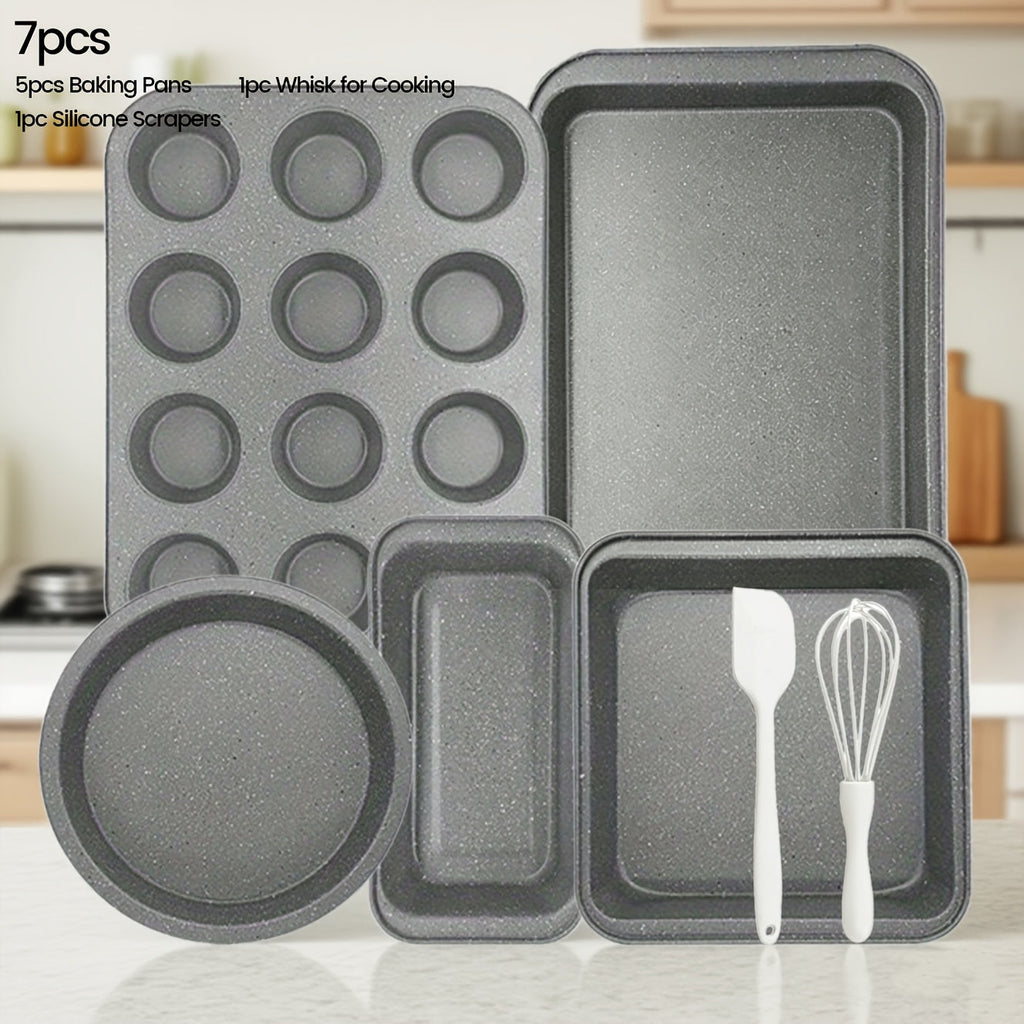 Nonstick Baking Pan Set 2 to 18pcs Carbon Steel Round Square Cake Pan Muffin Pan Bread Pan Cookie Sheet Pizza Pan Wire Rack Whisk Spatula Measuring Spoon Complete Bakeware Set