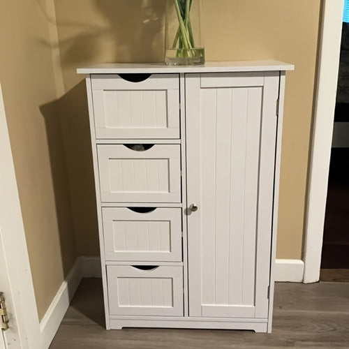 Bathroom Storage Cabinet with Drawers ¨C Waterproof Freestanding Floor Cabinet with 4 Drawer Organizer for Bathroom, Bedroom, Living Room