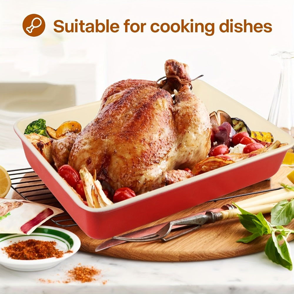 Non-Stick Baking Pan Set Carbon Steel Rectangular Deep Cake Pan Oven Safe Roasting Tray for Cookies Brownies
