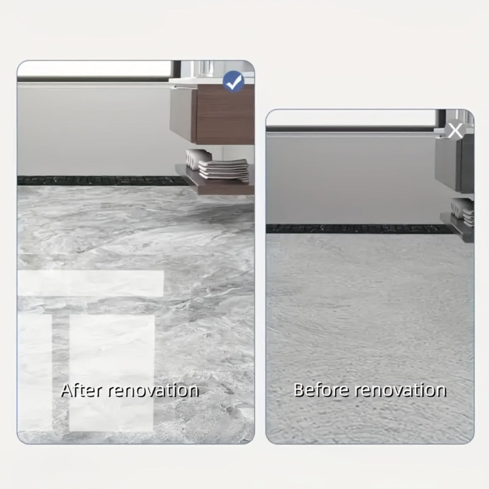 Self-Adhesive Marble Vinyl Floor Wallpaper 3 Rolls 23.62x197.75in - Waterproof Oil-Proof Anti-Slip Wear-Resistant Peel and Stick Floor Tiles for Kitchen Bathroom Living Room Home Renovation Straight Edge