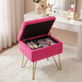 Faux Fur Storage Ottoman Stool ¨C Soft Furry Vanity Seat with Storage, 4 Metal Legs & Non-Slip Feet ¨C Cute Modern Multi-Function Chair for Bedroom, Vanity & Living Room