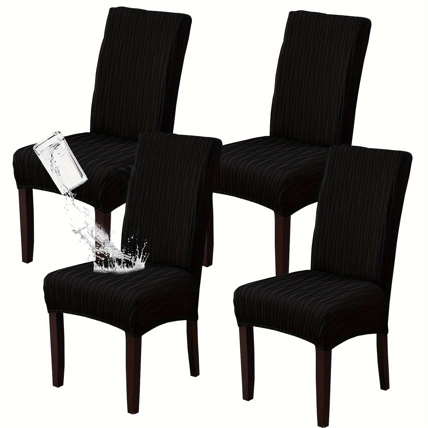 Dining Chair Covers Stretch Slipcovers Set of 4 or 6, Stain Resistant Removable Washable Chair Protector for Home Kitchen Restaurant Wedding, Spandex Jacquard Fabric, 7 Colors Available