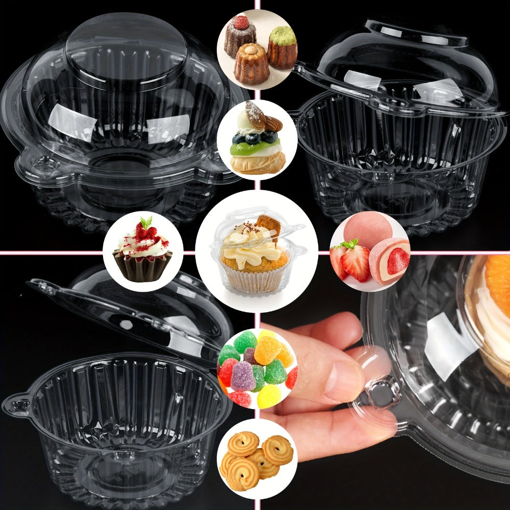 Individual Cupcake Boxes with Dome Lids 80 Pack - Clear Plastic Single Cupcake Containers with Flip Top Closure for Cupcakes Muffins and Pastries, Perfect for Bakery Home Kitchen Party Picnic and Gifting