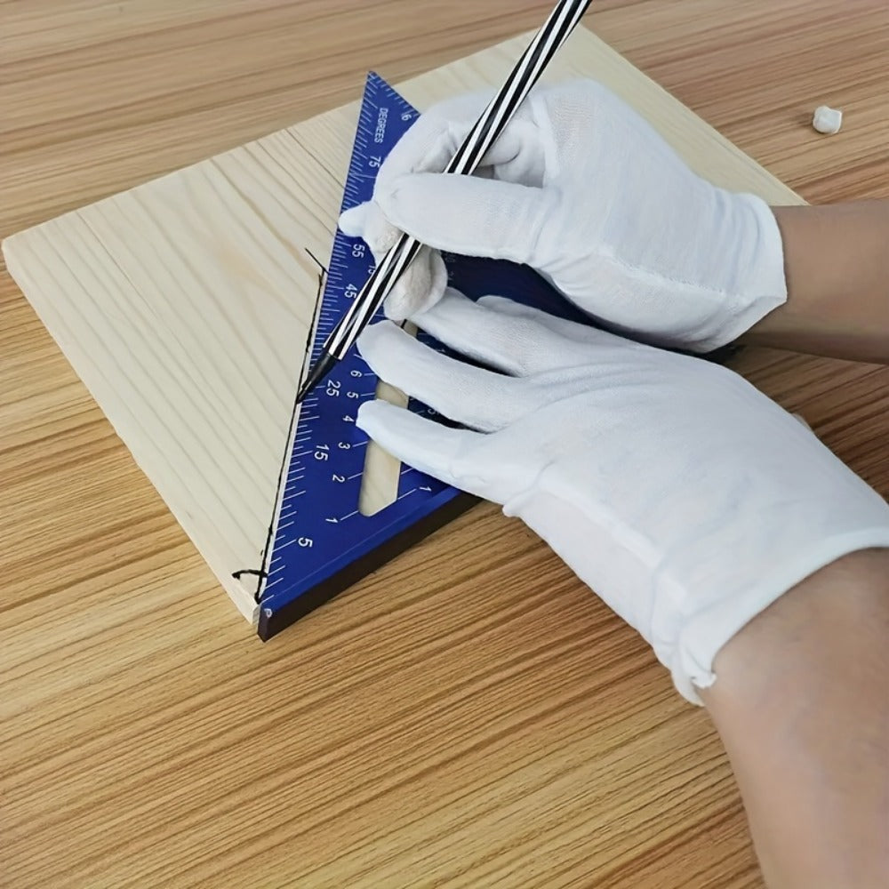 Aluminum Triangle Square Ruler 12 Inch Woodworking Angle Measuring Marking Tool with Protractor and Metric Scale for DIY Home Improvement