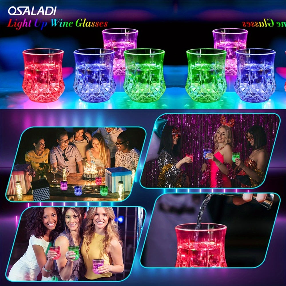 LED Glowing Cups Liquid Activated Light Up Tumblers Multicolor Flash Crystal Wine Glasses for Bar Party Decor 4 Pack 6 Pack