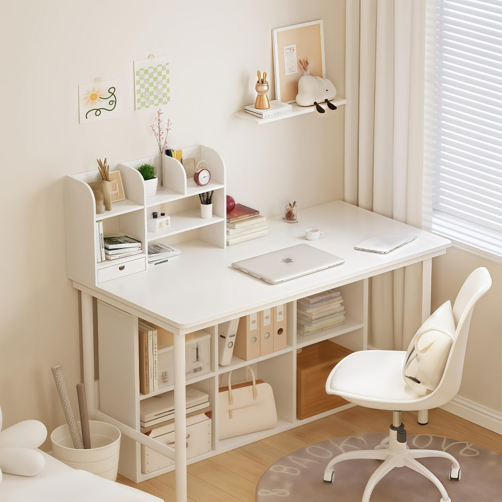 Desktop Organizer Double Layer Desk Shelf ¨C 2-Tier Storage Rack for Office Supplies, Stationery, Cosmetics | Space-Saving Bookshelf for Bedroom, Dorm, Home Office, Waterproof Wood-Plastic
