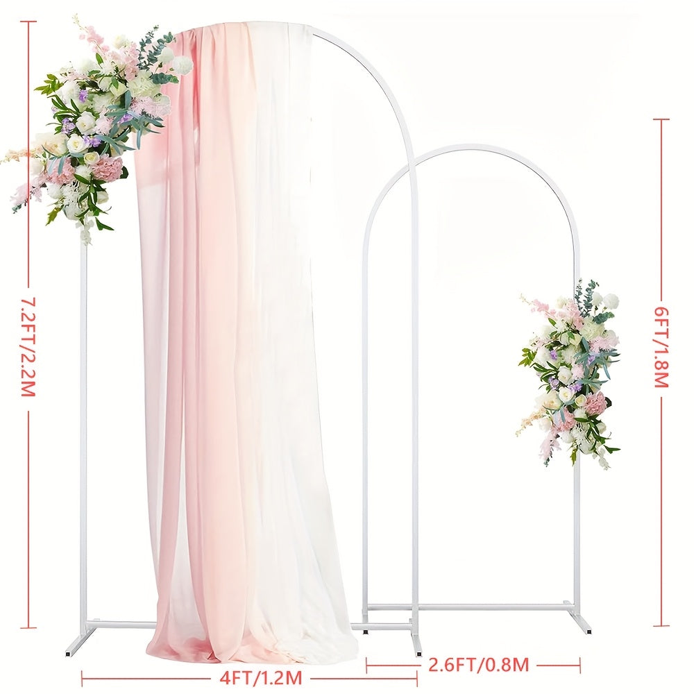 2-Piece Wedding Arch Backdrop Frame Set 7.2FT+6FT Metal Balloon Arch Stand for Wedding Birthday Party Garden Outdoor Indoor Event Decor Gold White
