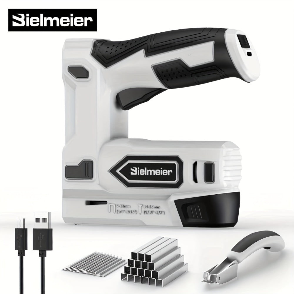 Cordless Stapler Brad Nailer 2-in-1 4V / 20V No Compressor ¨C Lightweight with Battery, Charger & 1600pcs Nails & Staples, for Carpentry, Home Improvement, Upholstery & DIY ¨C Multiple Colors & Upgrade Versions