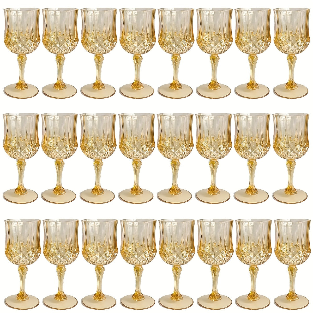 Plastic Wine Glasses 24 Pack ¨C Colorful Shatterproof Goblets for Parties, Weddings & Events ¨C Reusable Vintage-Style Stemmed Cups ¨C Lightweight Bulk Drinkware in Pink, Gold, Blue, Rose Gold & Green