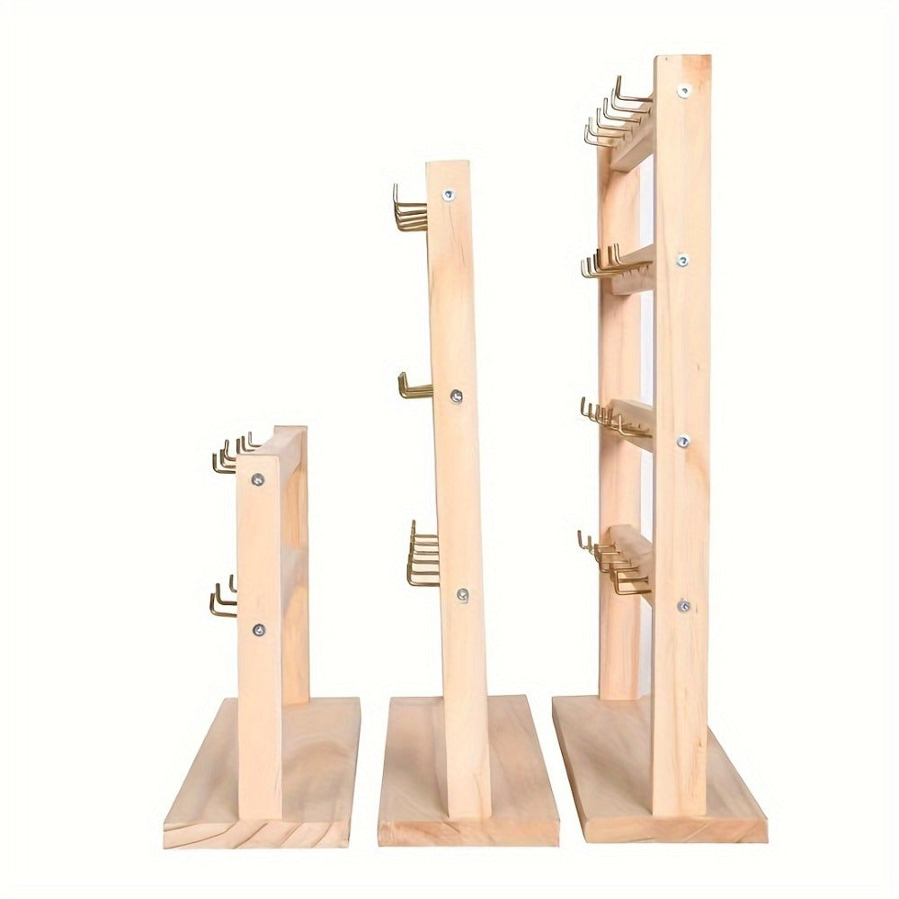Jewelry Display Stand Multi-Layer Wooden Earring Holder Rack with Hooks Desktop Organizer for Earrings Bracelets Necklaces Keychains Jewelry Tower Storage