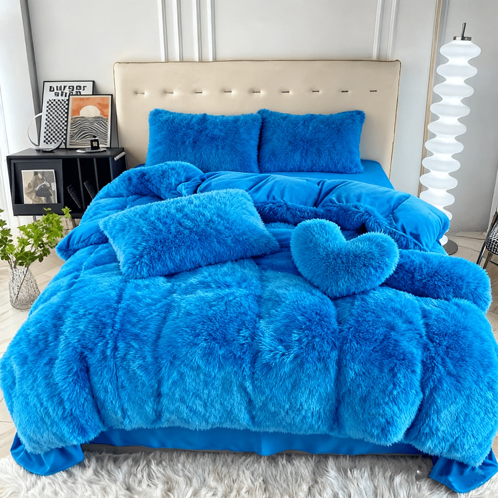 Velvet Duvet Cover Set Fluffy Plush Bedding Minimalist Solid Color, Carved Velvet Quilt Cover with Pillow Shams, Soft Cozy Bedroom Essentials Twin Full Queen King, Black Beige Grey Pink Purple Blue Red Yellow