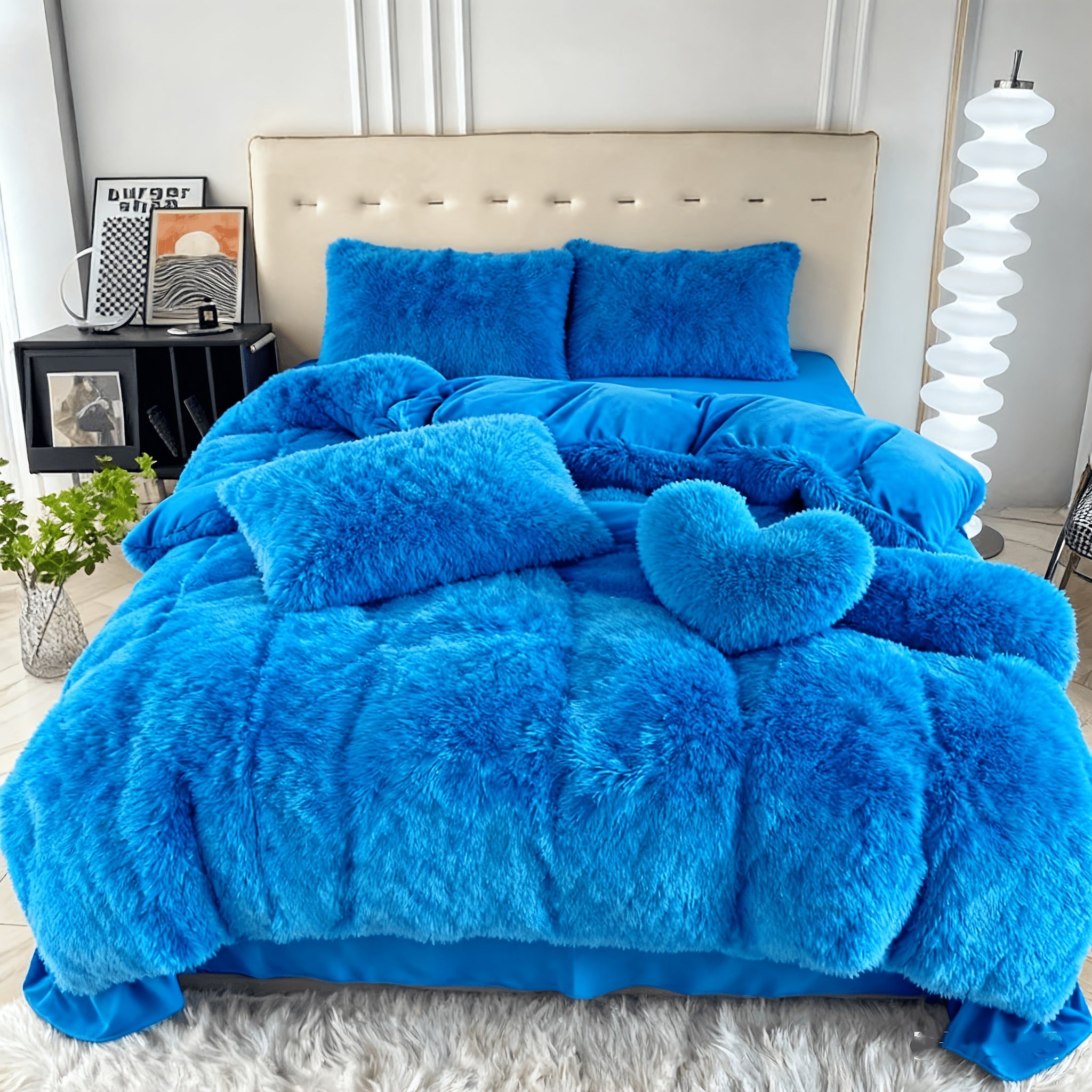 Velvet Duvet Cover Set Fluffy Plush Bedding Minimalist Solid Color, Carved Velvet Quilt Cover with Pillow Shams, Soft Cozy Bedroom Essentials Twin Full Queen King, Black Beige Grey Pink Purple Blue Red Yellow