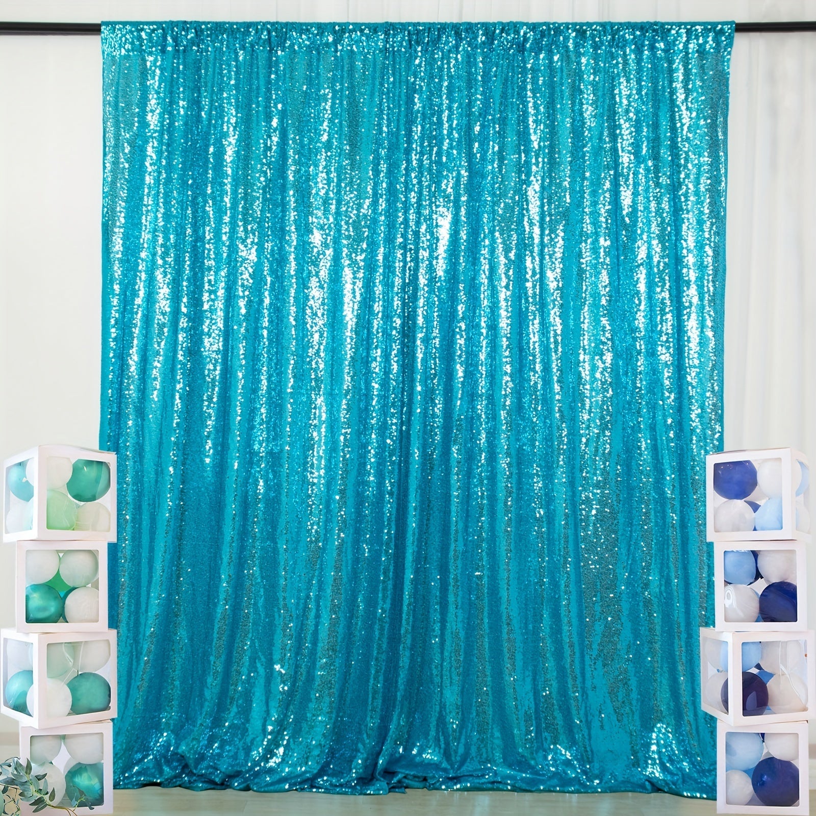 Sequin Backdrop Curtain for Party Wedding - 4x8ft Shimmering Glitter Curtain for Birthday Photo Booth Stage Decoration, Easy Hang, Multi-Color