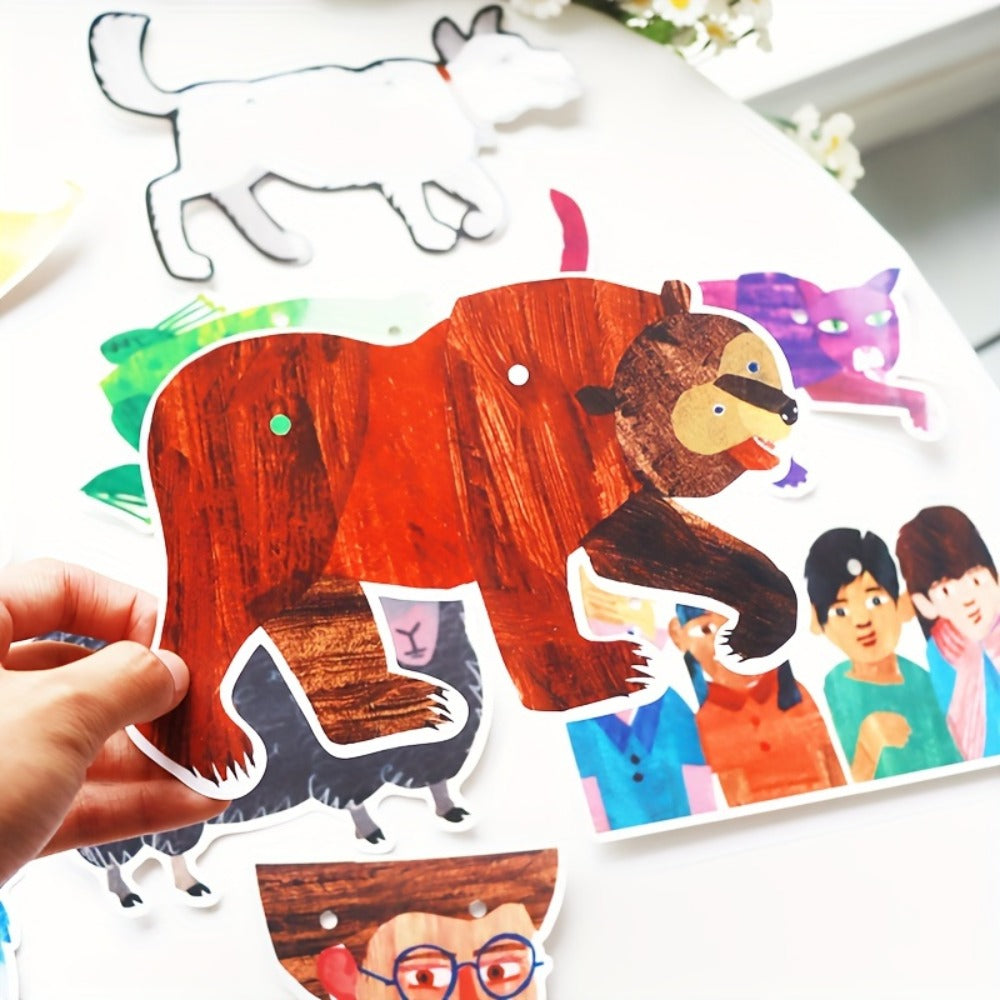 Brown Bear and Friends Paper Banner Garland 3 Meter Educational Wall Decoration Nursery Kindergarten Classroom Kids Room Book Theme Party Decor 11 Cards