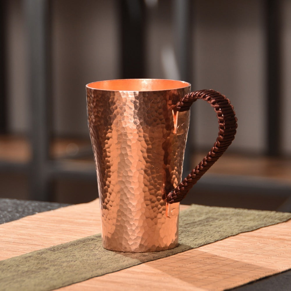 Handcrafted Copper Mug with Hammer Pattern ¨C Pure Copper Coffee Mug, Tea Cup & Water Vessel ¨C Artisan Copper Drinking Cup for Moscow Mule, Milk, Hot & Cold Beverages ¨C Unique Kitchen Gift