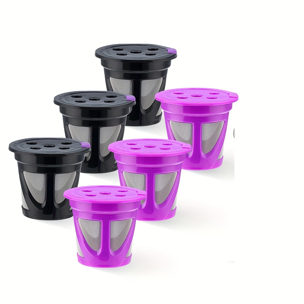Reusable K-Cup Coffee Pods Set of 6 ¨C Refillable Coffee Filters Compatible with Keurig K-Supreme & K-Supreme Plus, Use Your Own Ground Coffee, Eco-Friendly & BPA-Free ¨C Black, Purple, Mixed