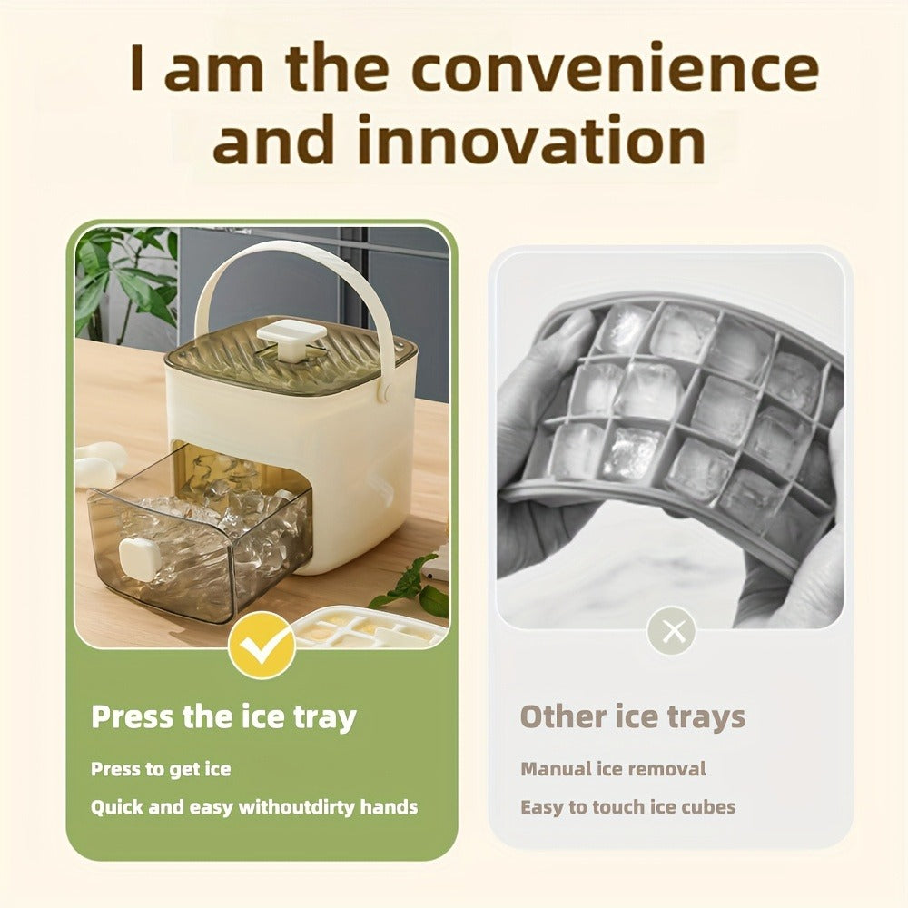 Ice Cube Tray with Lid 48 Compartment Stackable Double Layer Food Grade Plastic Ice Mold Easy Release Portable Ice Box for Beverages Coffee Tea Kitchen