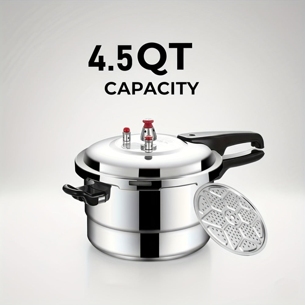 Aluminum Pressure Cooker Stovetop - 4.5Qt & 8Qt with Exhaust Valve & Multiple Safety Protections, Compatible with Gas & Induction Stoves, Canning Rack Included, Family Meals & Catering