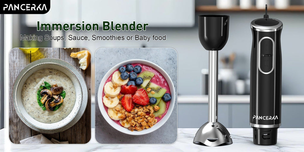 Immersion Blender 8-in-1 Electric Hand Blender with Turbo Mode & Detachable Base ¨C 304 Stainless Steel Handheld Blender with Whisk Milk Frother Attachments for Smoothies Soups Baby Food Puree
