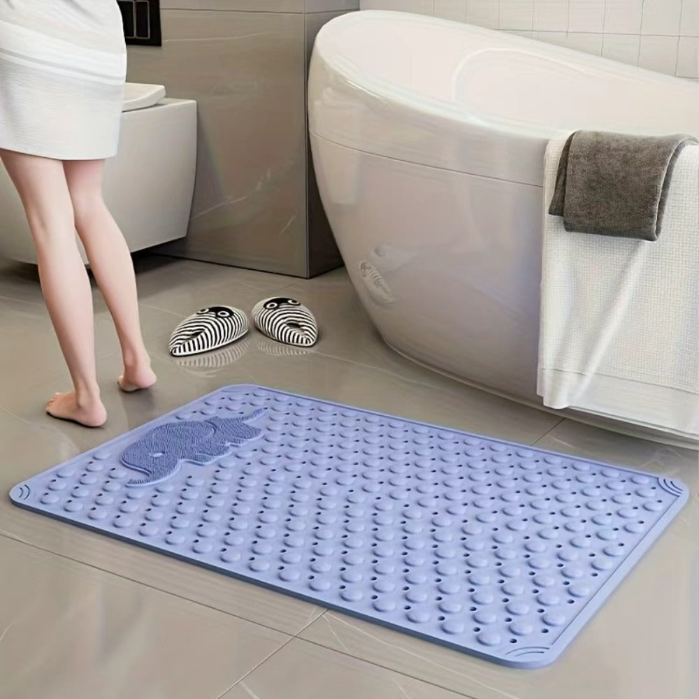 Non-Slip Bath Mat for Bathtub Shower with Suction Cups Extra Soft TPE Bathtub Mat Machine Washable Fast Draining Large 30x17 Inch Bathroom Mat for Tub