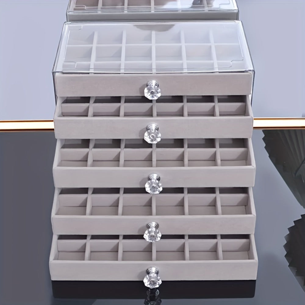 5-Tier Jewelry Box Organizer with Drawer Luxury Glam Storage