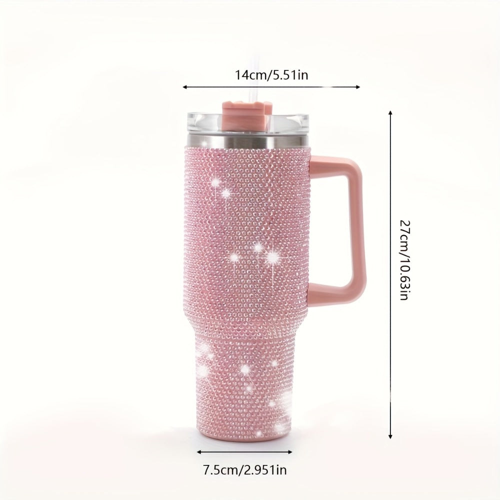 40oz Rhinestone Tumbler Insulated Stainless Steel Travel Cup - Diamond Glitter Design, Hot & Cold Drinks, Multiple Colors, Birthday Christmas Gift