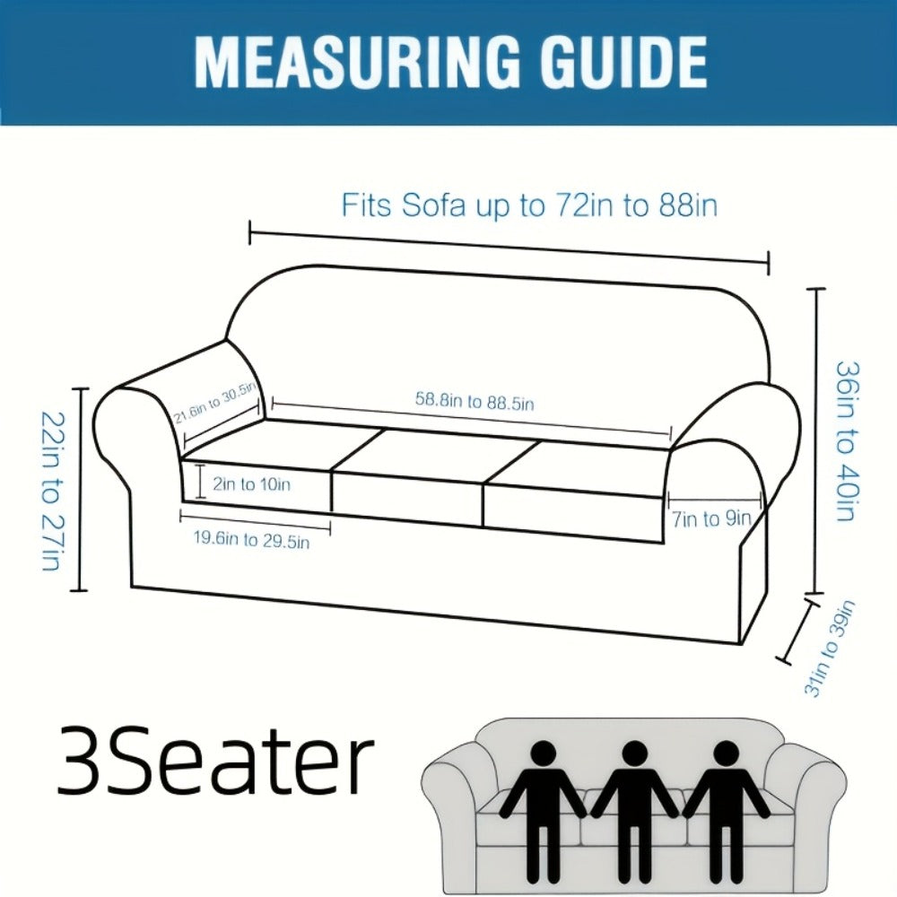 Stretch Sofa Cover Elastic Slipcover Grid Pattern Jacquard Anti-Slip Full Coverage Sofa Protector Machine Washable for 1 2 3 Seater XL Sofa Living Room Bedroom