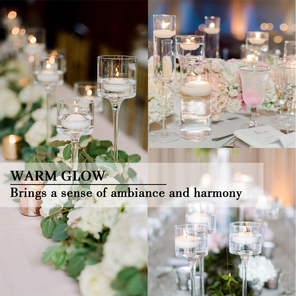 Floating Candles 2 Inch ¨C 50 Pack White Paraffin Wax Candles for Wedding, Birthday, Valentine's Day, Halloween & Christmas Table Centerpiece Decor