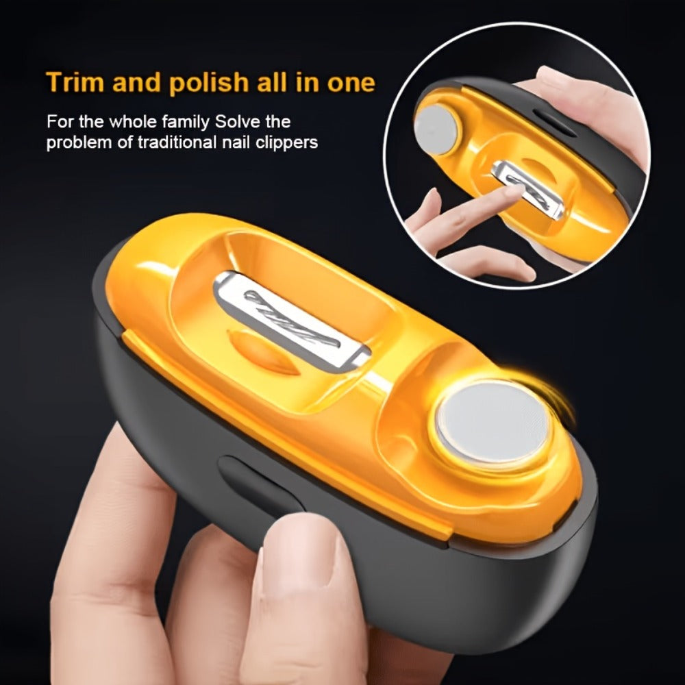 Electric Nail Clipper for Seniors Adults Kids - 4-in-1 Rechargeable Toenail Trimmer with 3 Speeds, LED Light, Nail Debris Collector & Grinding Function