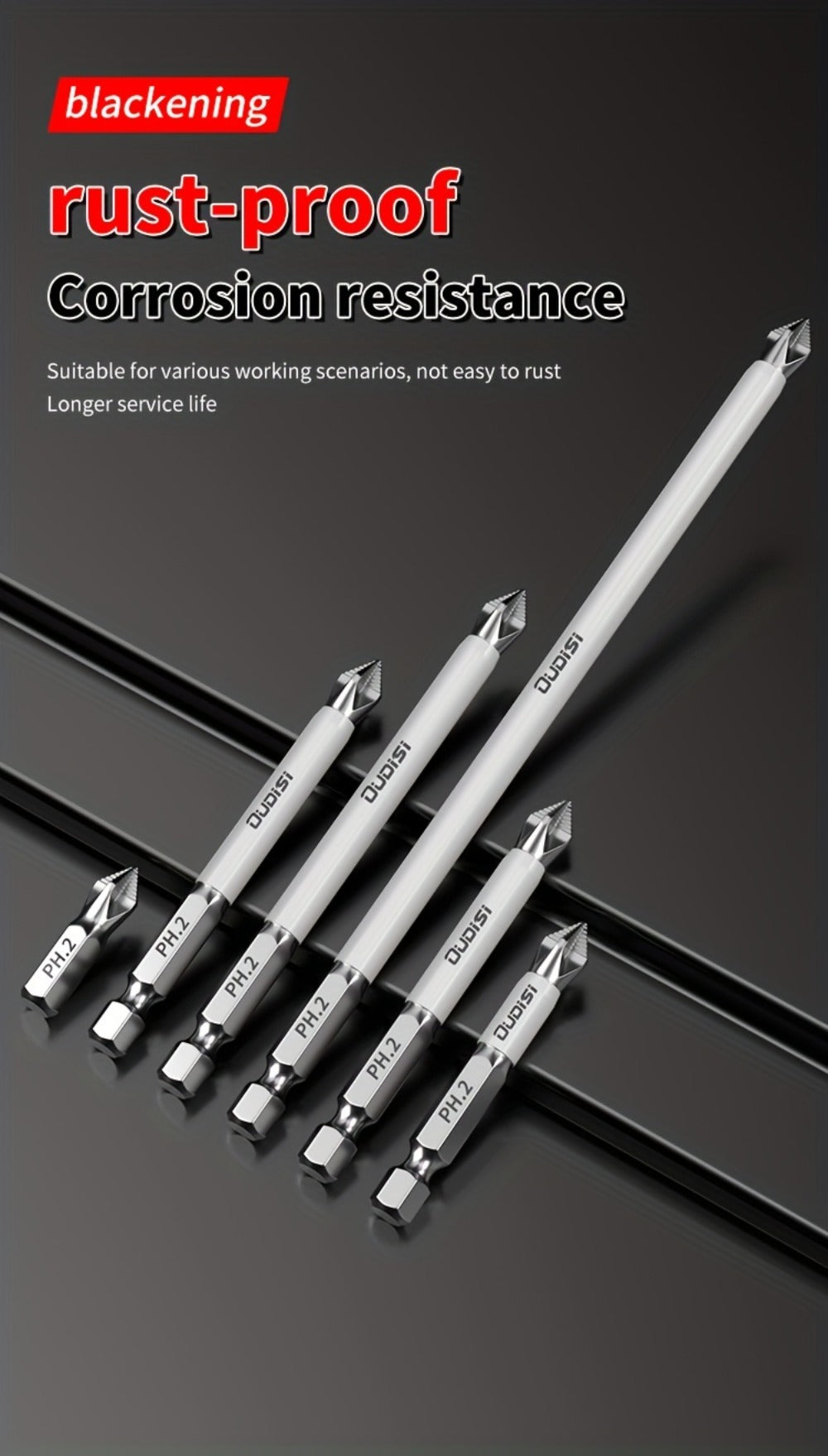 Magnetic Screwdriver Bits Set 6pcs, Phillips Cross Drill Bits with High-Strength Impact Resistance & Non-Slip Design, Electric Screwdriver Bit Kit 25 50 65 70 90 150mm for Power Drills & Hand Tools