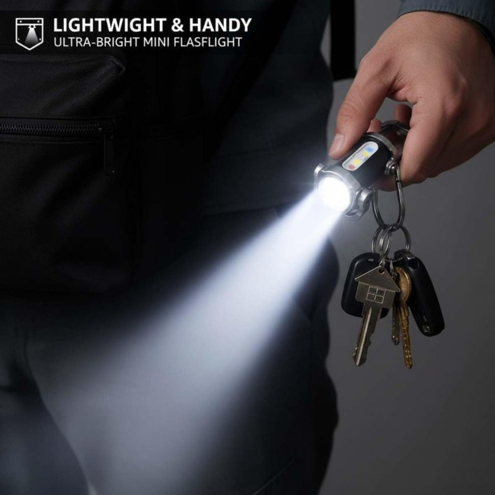 Mini Keychain Flashlight 4 Pack USB Rechargeable, 1200 Lumens 7 Modes Compact EDC Pocket Flashlight with Phone Charging Function, Clip-On Portable Torch for Hiking Camping Emergency Outdoor Survival