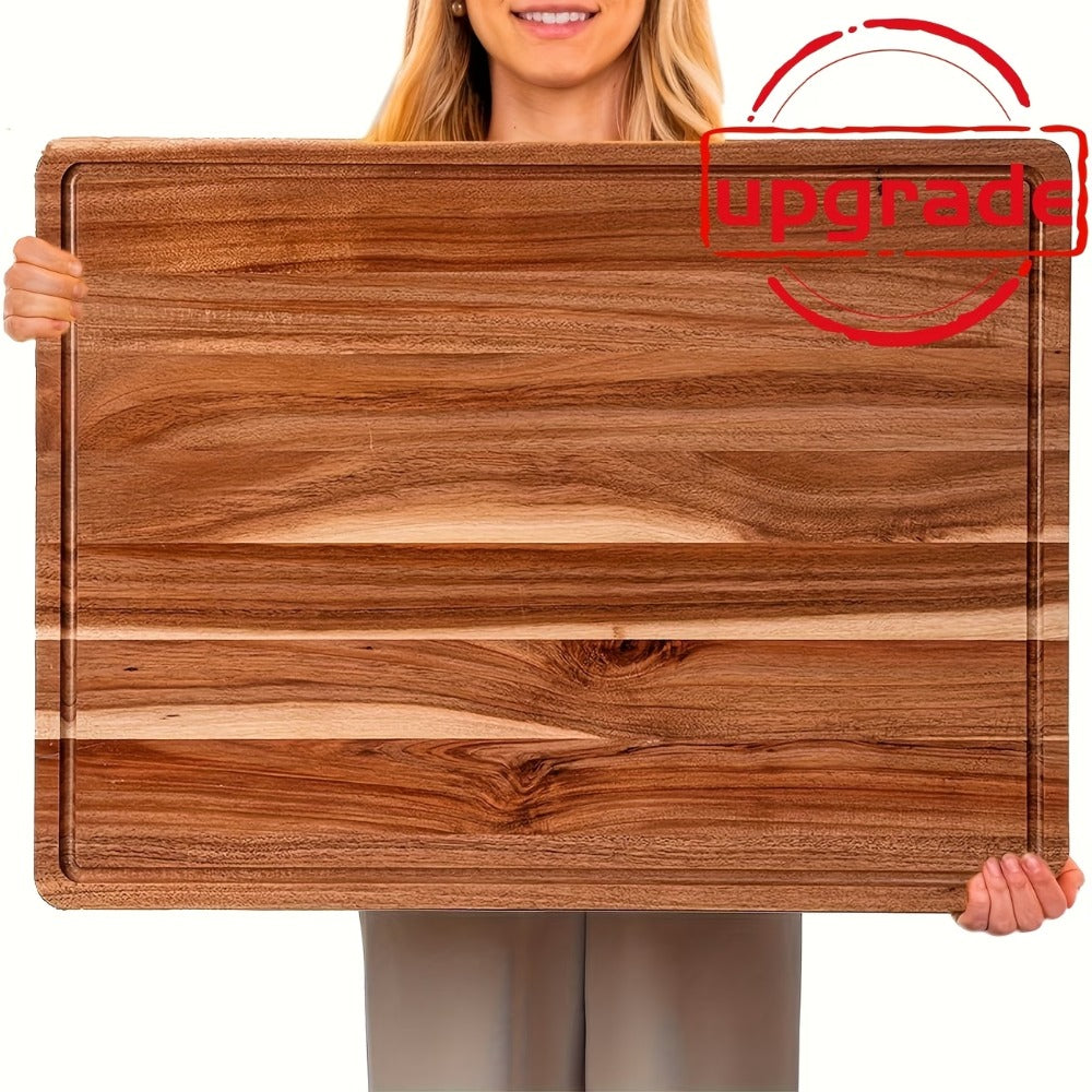 Large Bamboo Wood Cutting Board with Juice Groove Thick Butcher Block for Kitchen Cheese Charcuterie Food Prep Serving Board Multiple Sizes