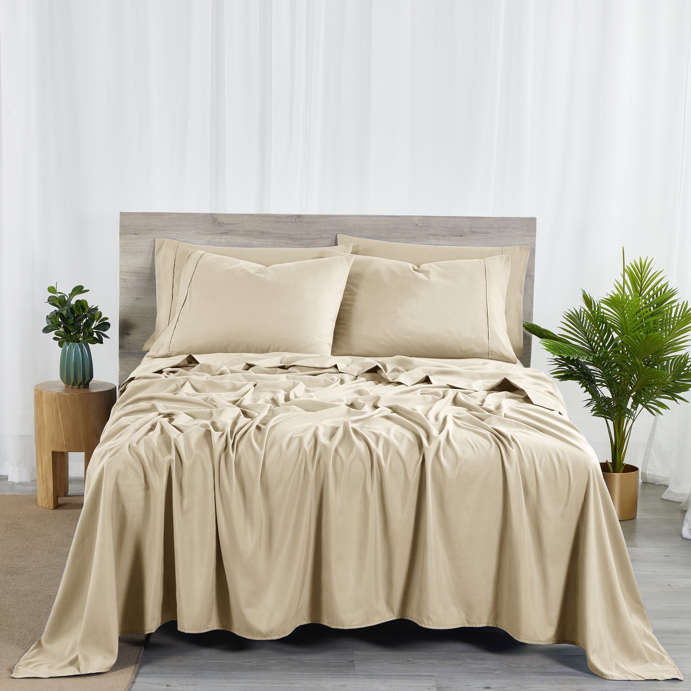Bamboo Blend 6-Piece Sheet Set ¨C 2000 Thread Count SnugGrip Fitted Sheet 16¡± Deep Pocket Soft Wrinkle Resistant Twin Full Queen King Cal King