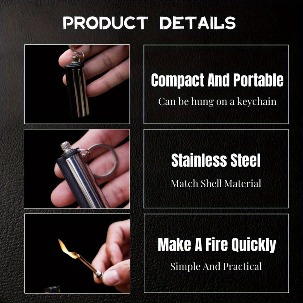 Metal Match Kerosene Lighter 10pcs, Emergency Survival Matches Multi-Functional Keychain Fire Starter for Outdoor Camping Hiking Survival Gear, Windproof Reusable Fire Starting Tools ¨C No Lighter Fuel Included
